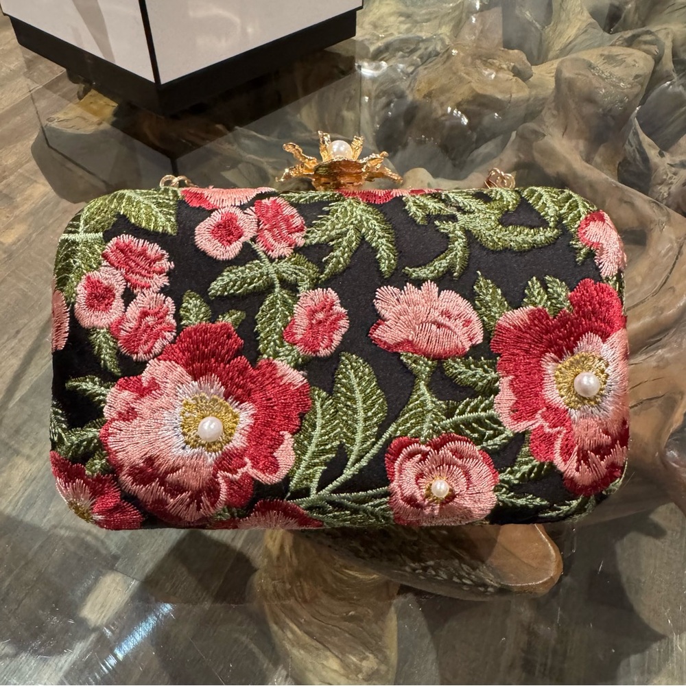NEW! Floral Embroidered Clutch